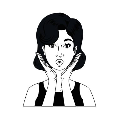 sürpriz yüz avatar karakter ile kadın