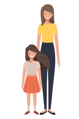 Anne ve kızı ayakta avatar karakter