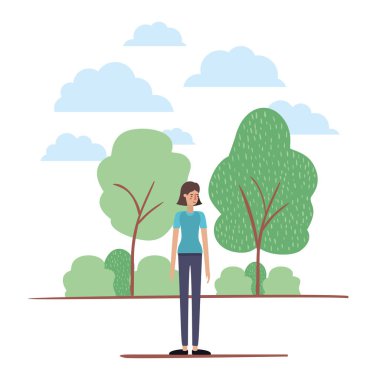 kampta güzel ve genç bir kadın