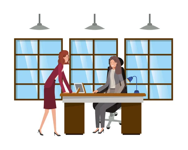 Geschäftsfrauen in der Arbeit Büro Avatar Charakter — Stockvektor