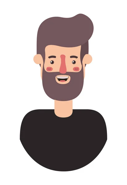 Jovem com caráter de avatar barba — Vetor de Stock