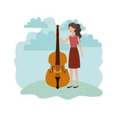 manzara avatar karakter keman ile kadın