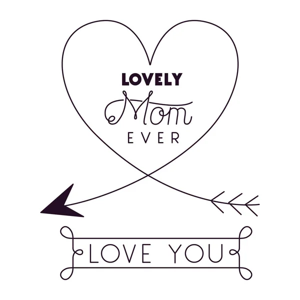 Den šťastných matek se šipkami a srdcem — Stockový vektor