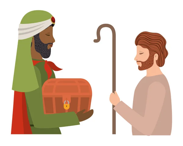 Santo Joseph con carácter de rey sabio — Vector de stock