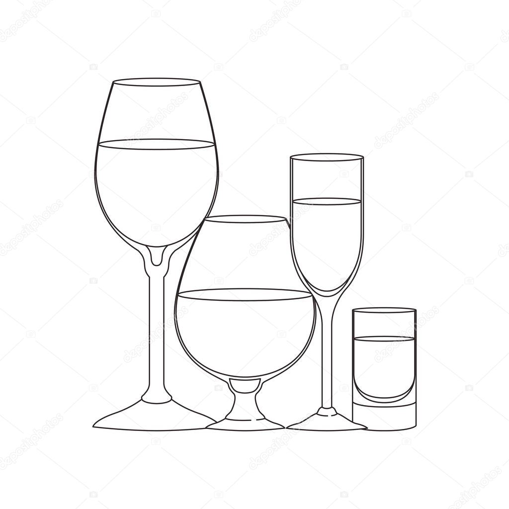 cups and glasses set icons