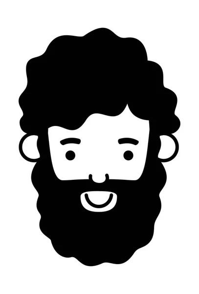 Fiatal férfi feje szakáll avatar karakter — Stock Vector