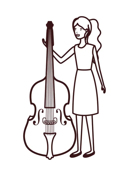 Jovem mulher com caráter violino — Vetor de Stock