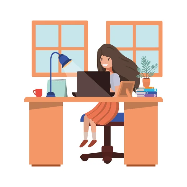 Kobieta pracuje w biurze avatar charakter — Wektor stockowy