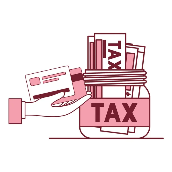 Jar belastingen met de hand tillen creditcard — Stockvector