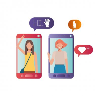 akıllı telefon avatar karakter genç kadın