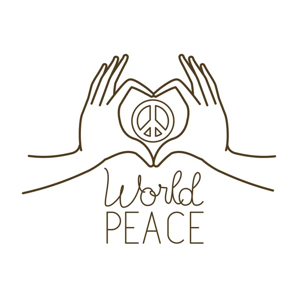 Ręce tworzące symbol serca i symbol miłości i pokoju — Wektor stockowy