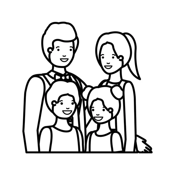Батьки пара з дітьми аватар персонаж — стоковий вектор