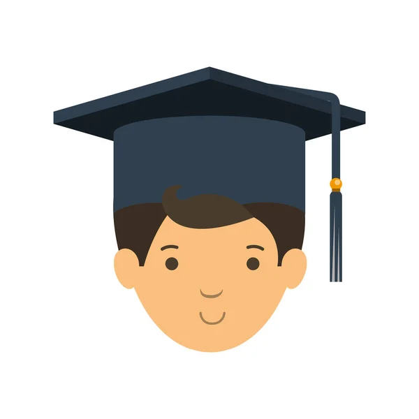 Head of man with mortarboard avatar character — Stock Vector