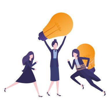 Işık ampuller avatar karakteri ile businesswomen