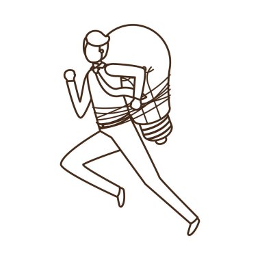 Ampul avatar karakter ile işadamı