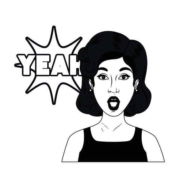 woman with speech bubble about comic