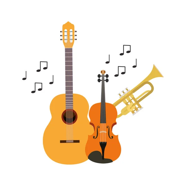 Instrumentos musicales icono aislado — Vector de stock