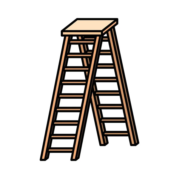 Drewniane schody na białym tle ikona — Wektor stockowy