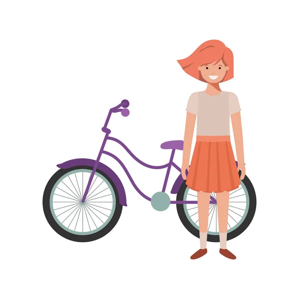 Девушка с персонажем аватара велосипеда — стоковый вектор