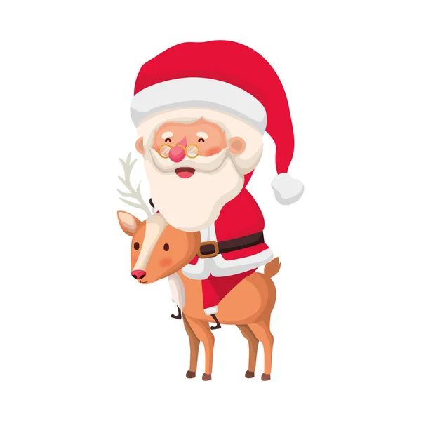 Santa claus with reindeer avatar character — Stock Vector