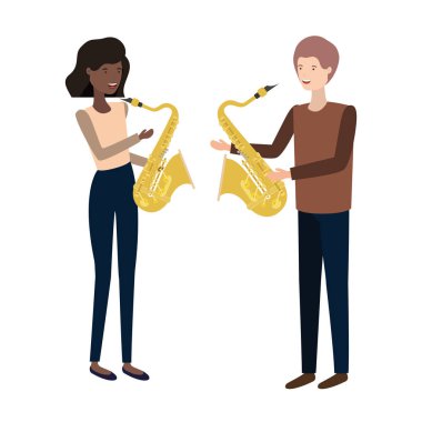 müzik aletleri avatar karakter ile çift