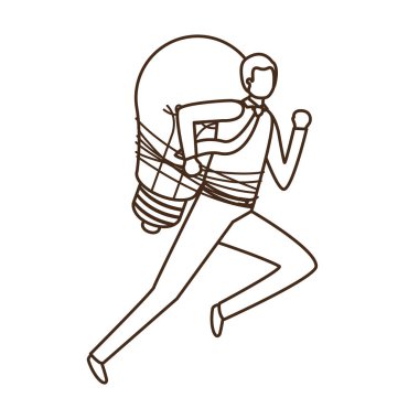 Ampul avatar karakter ile işadamı