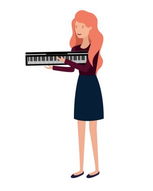 piyano klavye karakteri ile genç kadın