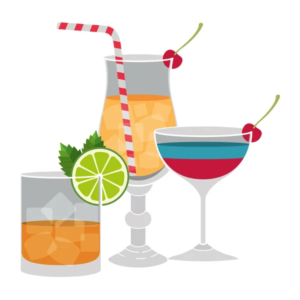 Set Tassen Cocktails Symbole — Stockvektor