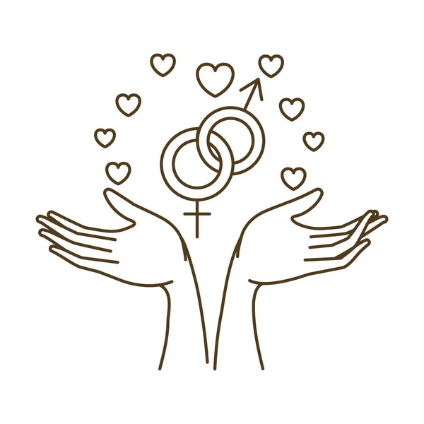 Kvinnor och män symbol med händerna avatar karaktär — Stock vektor