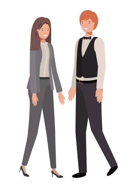 Young couple of business avatar character — ストックベクタ
