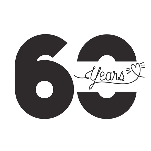 Szám 60 részére évforduló ünneplés kártya ikon — Stock Vector
