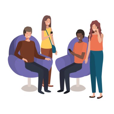 Bir grup insan smartphone kullanarak