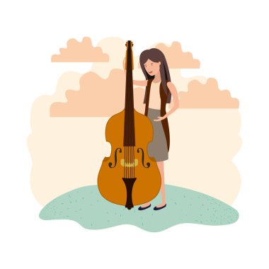 manzara avatar karakter keman ile kadın