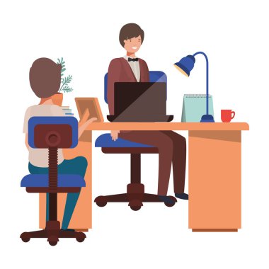 çocuk Avatar karakter ile ofiste işadamı