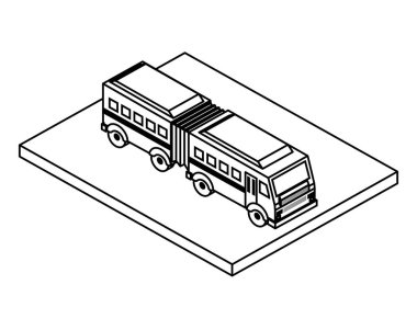 Mafsallı otobüs taşımacılığı izometrik simgesi