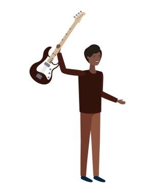 Elektrik gitar karakteri ile genç adam