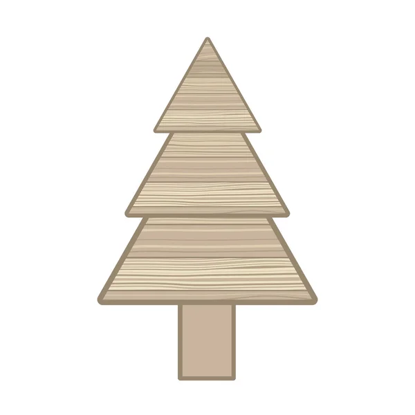 Árbol de Navidad con estrella en madera icono aislado — Vector de stock