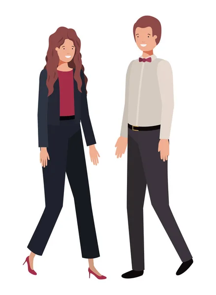 Joven pareja de negocio avatar carácter — Archivo Imágenes Vectoriales