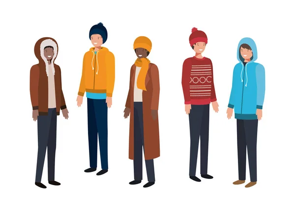 Мужчины в зимней одежде — стоковый вектор