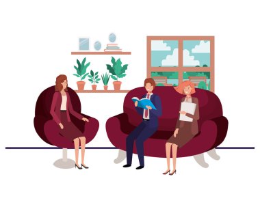 oturma odasında oturan insanlar bussiness Grup