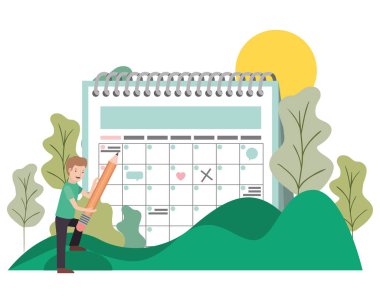 manzara takvim hatırlatma ile adam