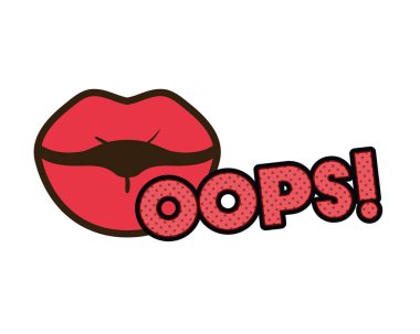 oops izole simgesi söyleyerek dudaklar