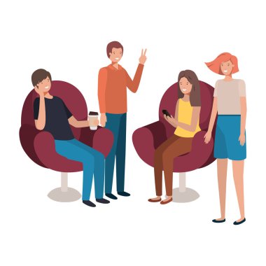 Bir grup insan smartphone kullanarak