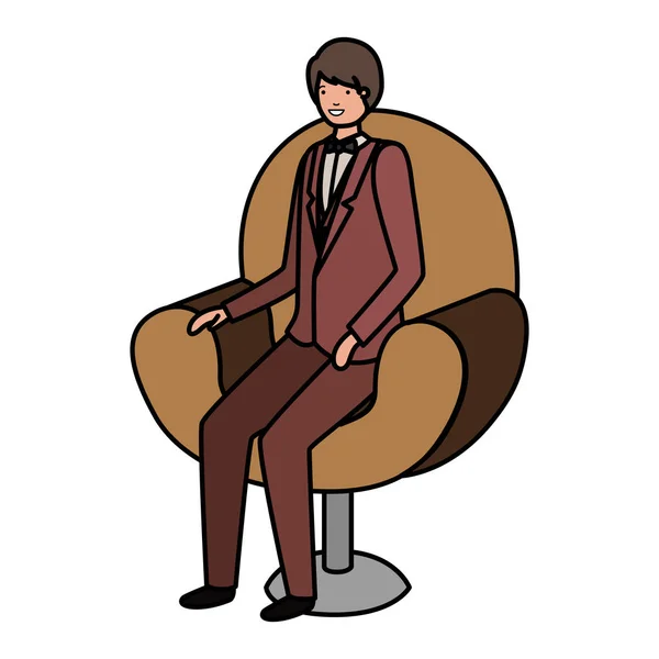 Biznesmen siedzący w krzesło avatar charakter — Wektor stockowy