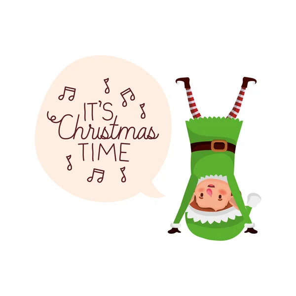 Elf met Speech Bubble over Kerst avatar karakter — Stockvector