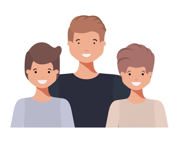 Οικογένεια χαμογελάει και κουνώντας το χαρακτήρα avatar — Διανυσματικό Αρχείο