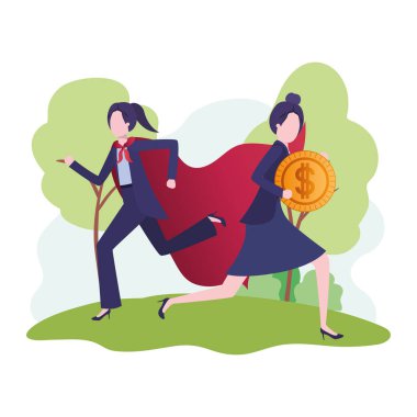 kahraman ceket ve para ile işkadınları