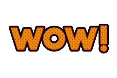 Wow izole kelime simge komik