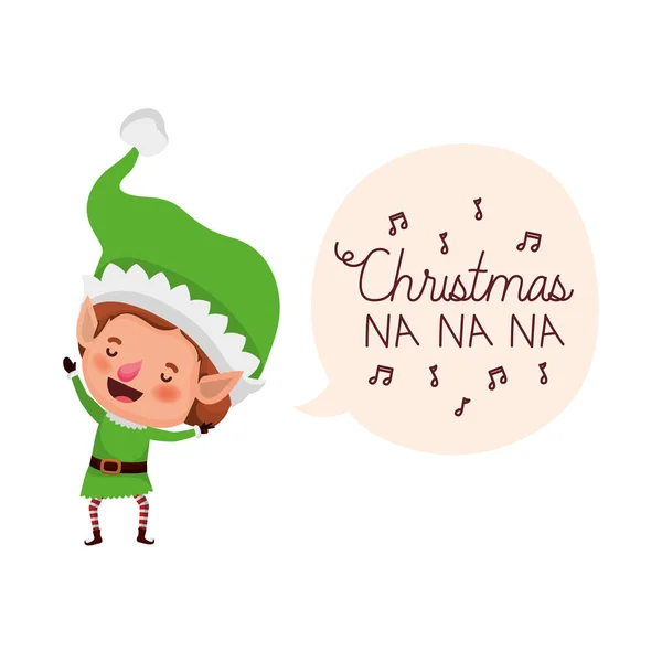 Elf met Speech Bubble over Kerst avatar karakter — Stockvector