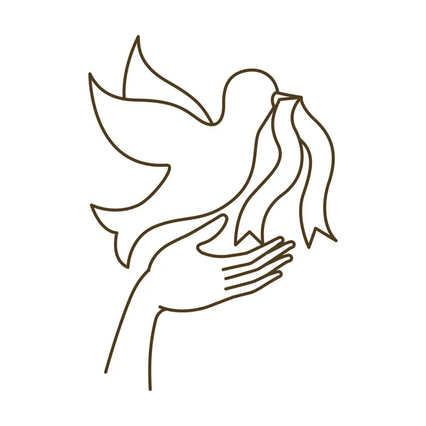 Açık eller Avatar karakteri ile barış güvercin — Stok Vektör